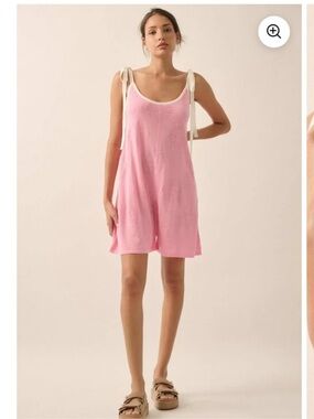 Promesa Pink flower Tie-Shoulder Knit Romper